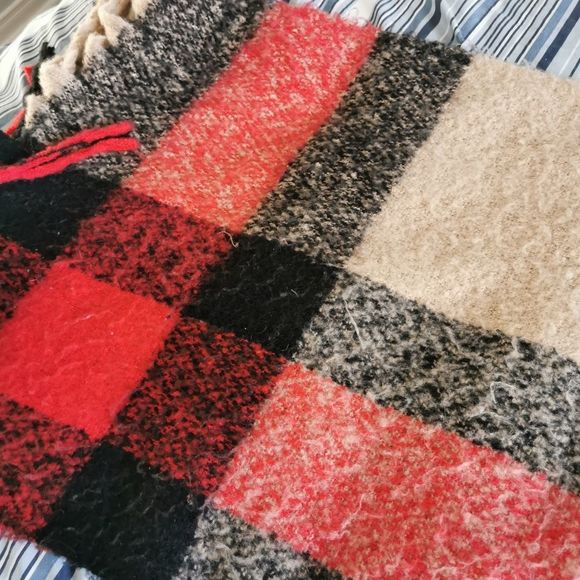 Red Black and Tan Tartan Plaid Fuzzy Soft Scarf Wrap - Picture 1 of 7